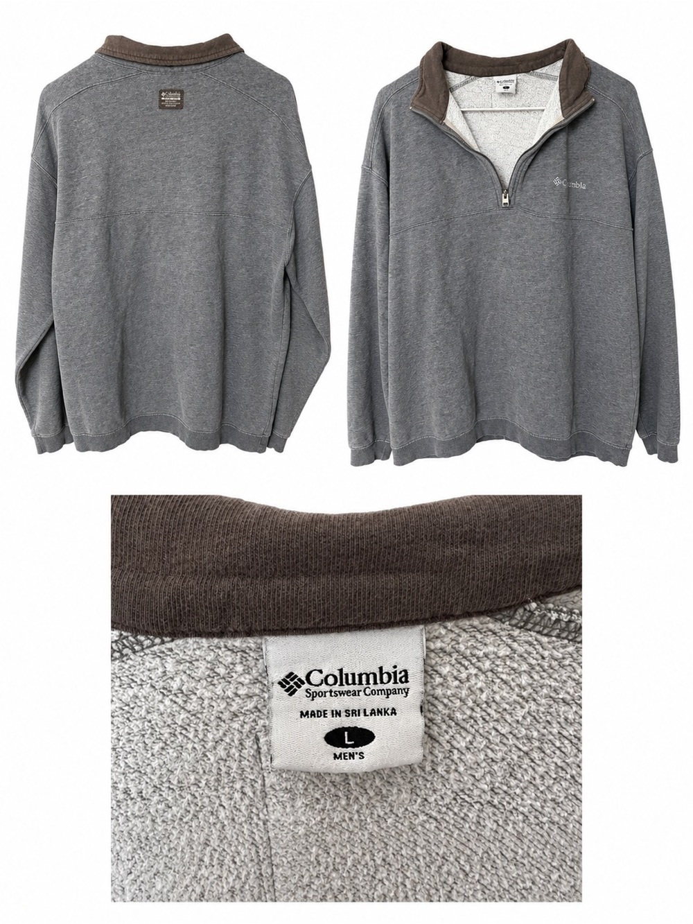 Columbia Gray Sweatshirt with Brown Collar Patch